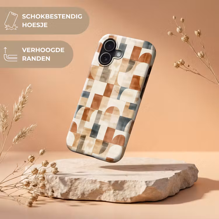 Telefoonhoesje Toughcase - Terracotta - Geometrisch - Aquarel - Textuur — 5