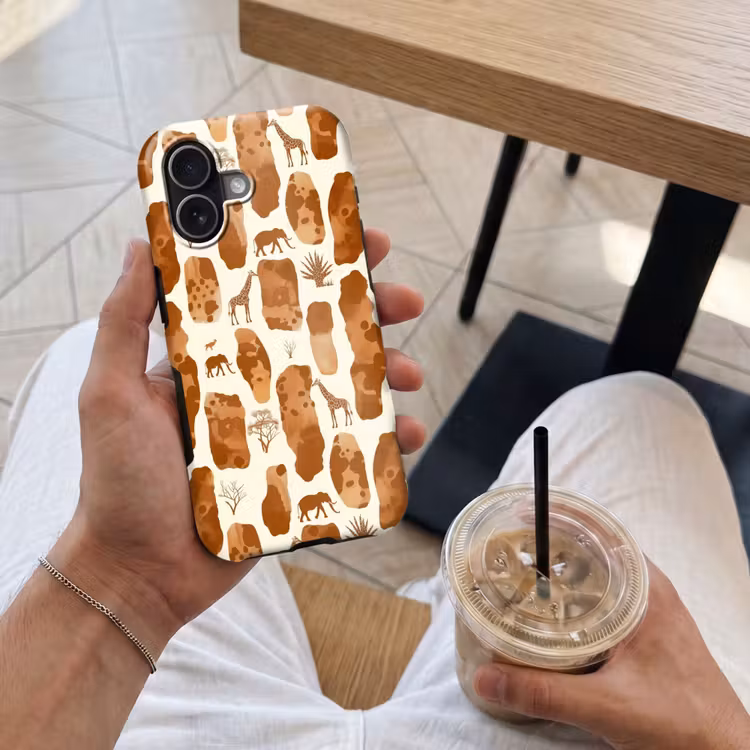 Telefoonhoesje Toughcase - Terracotta - Safari - Dieren - Patroon — 4