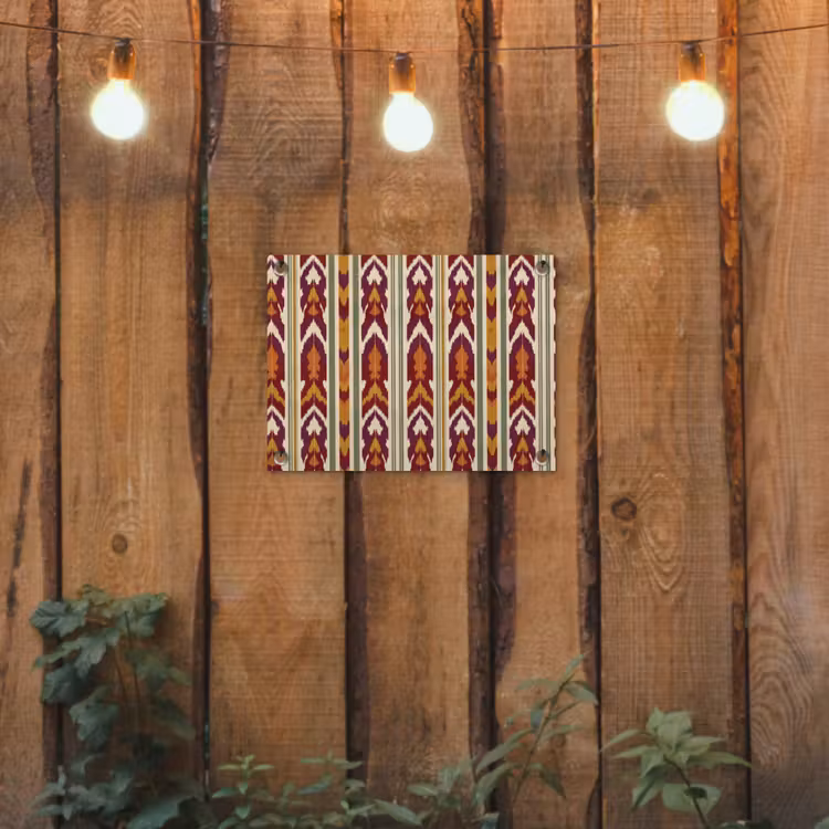 Tuinposter - Ikat - Bordeauxrood - Etnisch - Patroon — 2