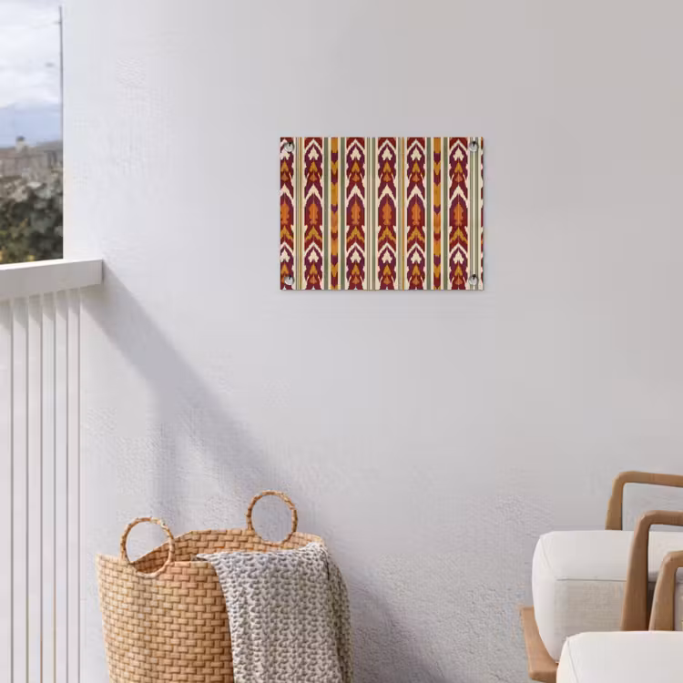 Tuinposter - Ikat - Bordeauxrood - Etnisch - Patroon — 3