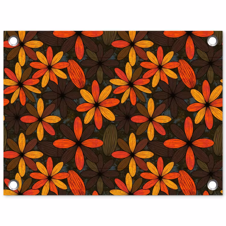 Tuinposter - Oranje - Retro - Bloemen - Herfst — 1