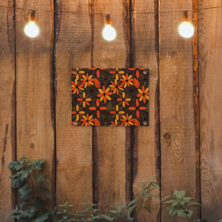 Tuinposter - Oranje - Retro - Bloemen - Herfst — 2