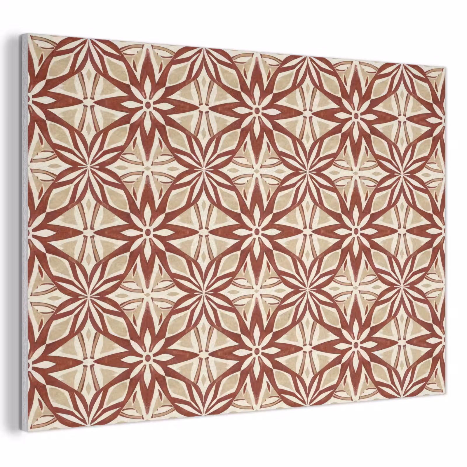 Akoestisch schilderij - Bordeauxrood - Geometrisch - Tegel - Patroon — 1