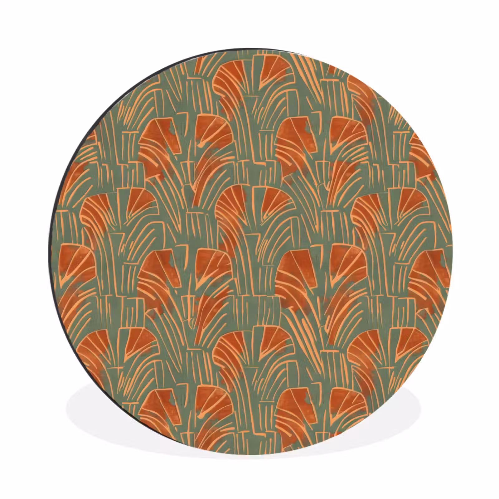 Muurcirkel aluminium - Groen - Terracotta - Deco - Waaiers — 1
