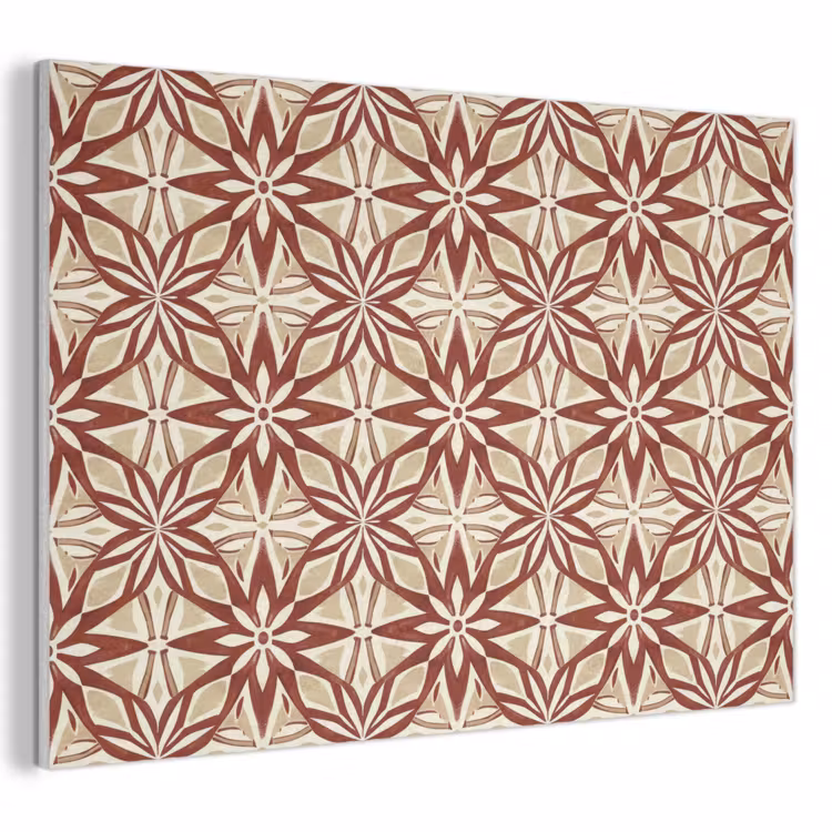 Akoestisch schilderij - Bordeauxrood - Geometrisch - Tegel - Patroon — 1
