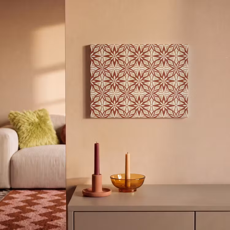 Akoestisch schilderij - Bordeauxrood - Geometrisch - Tegel - Patroon — 2