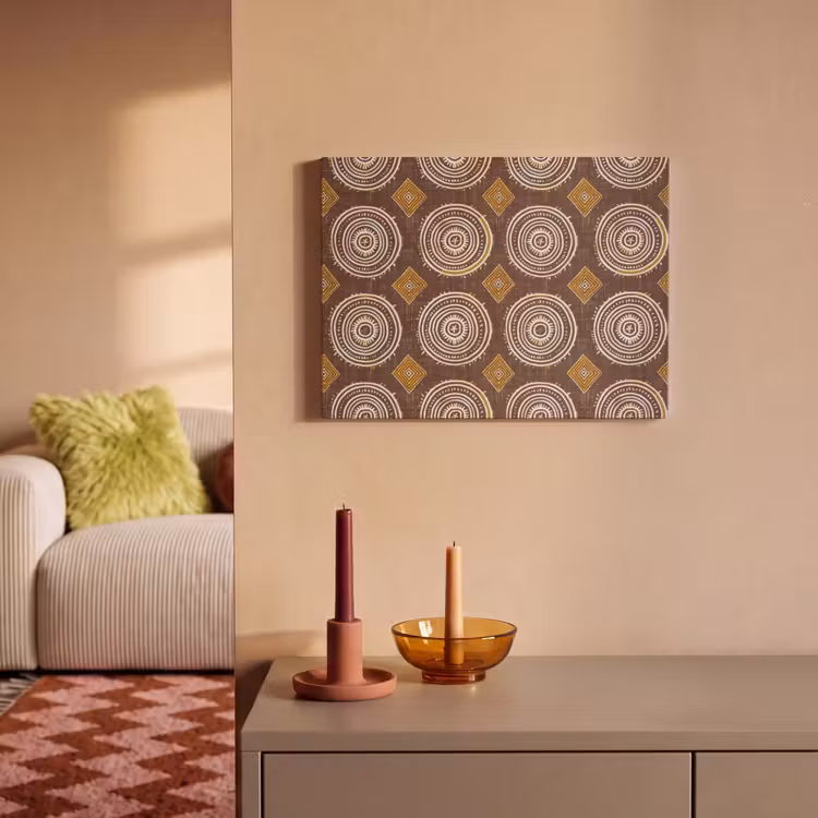 Akoestisch schilderij - Chocoladebruin - Etnisch - Tribaal - Cirkels - Patroon — 2
