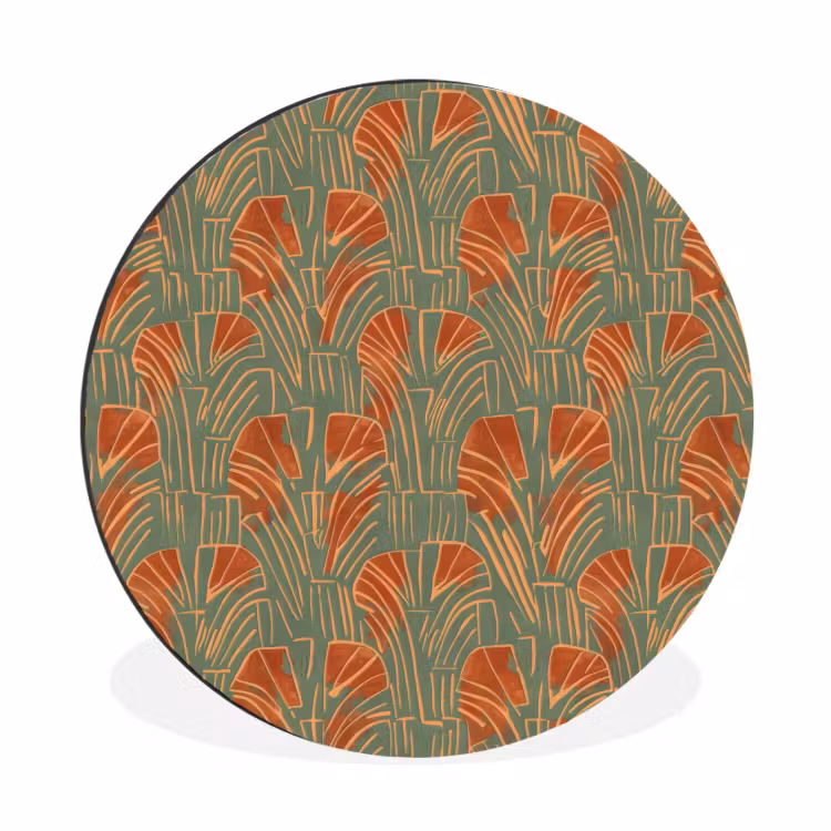 Muurcirkel aluminium - Groen - Terracotta - Deco - Waaiers — 1