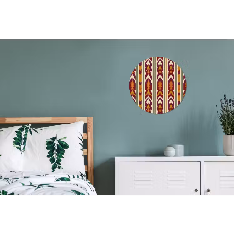 Muurcirkel aluminium - Ikat - Bordeauxrood - Etnisch - Patroon — 4