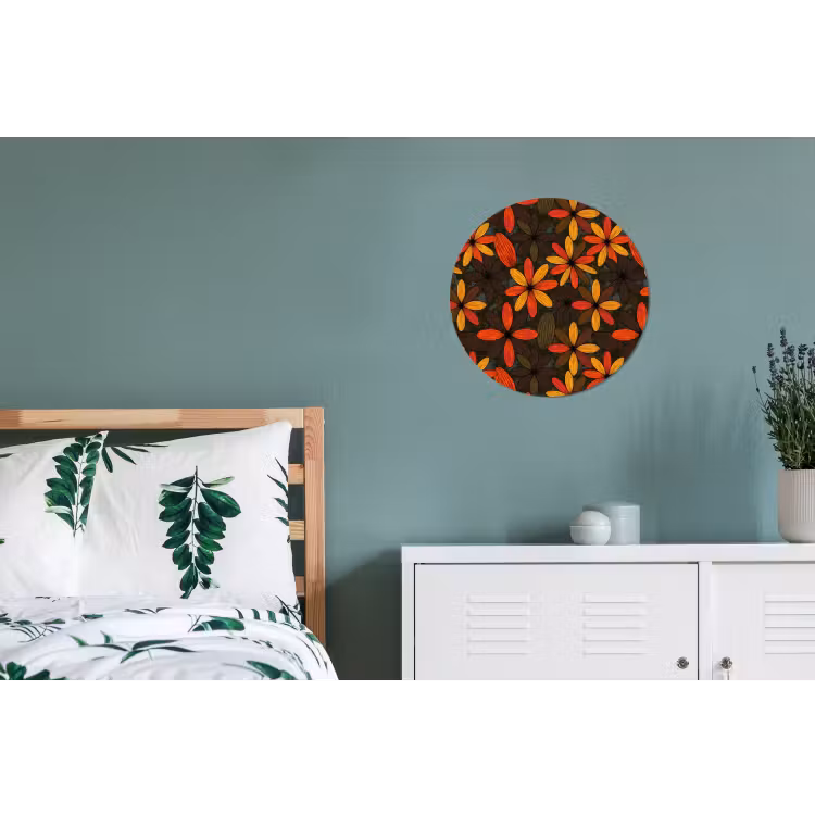 Muurcirkel aluminium - Oranje - Retro - Bloemen - Herfst — 4