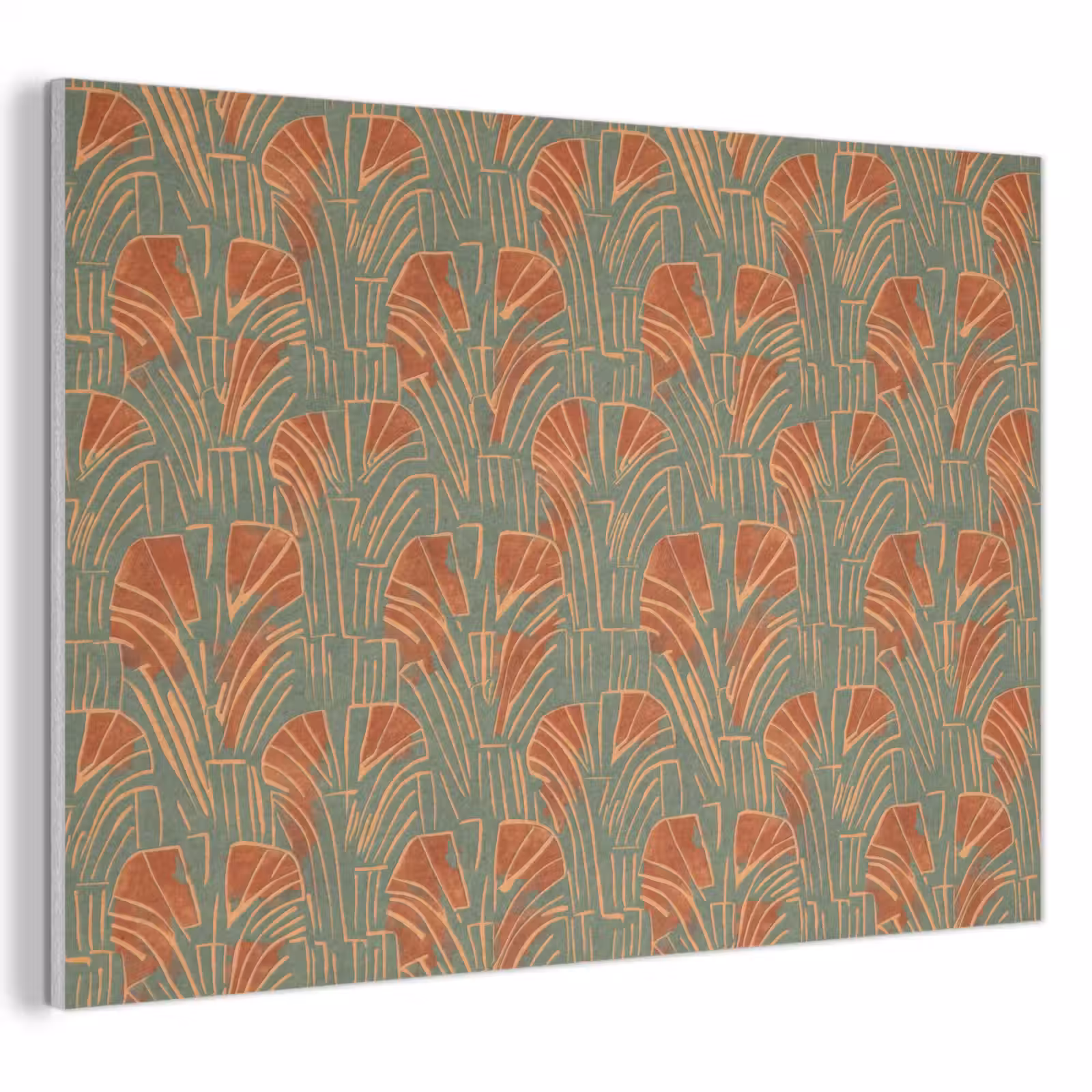 Akoestisch schilderij - Groen - Terracotta - Deco - Waaiers — 1