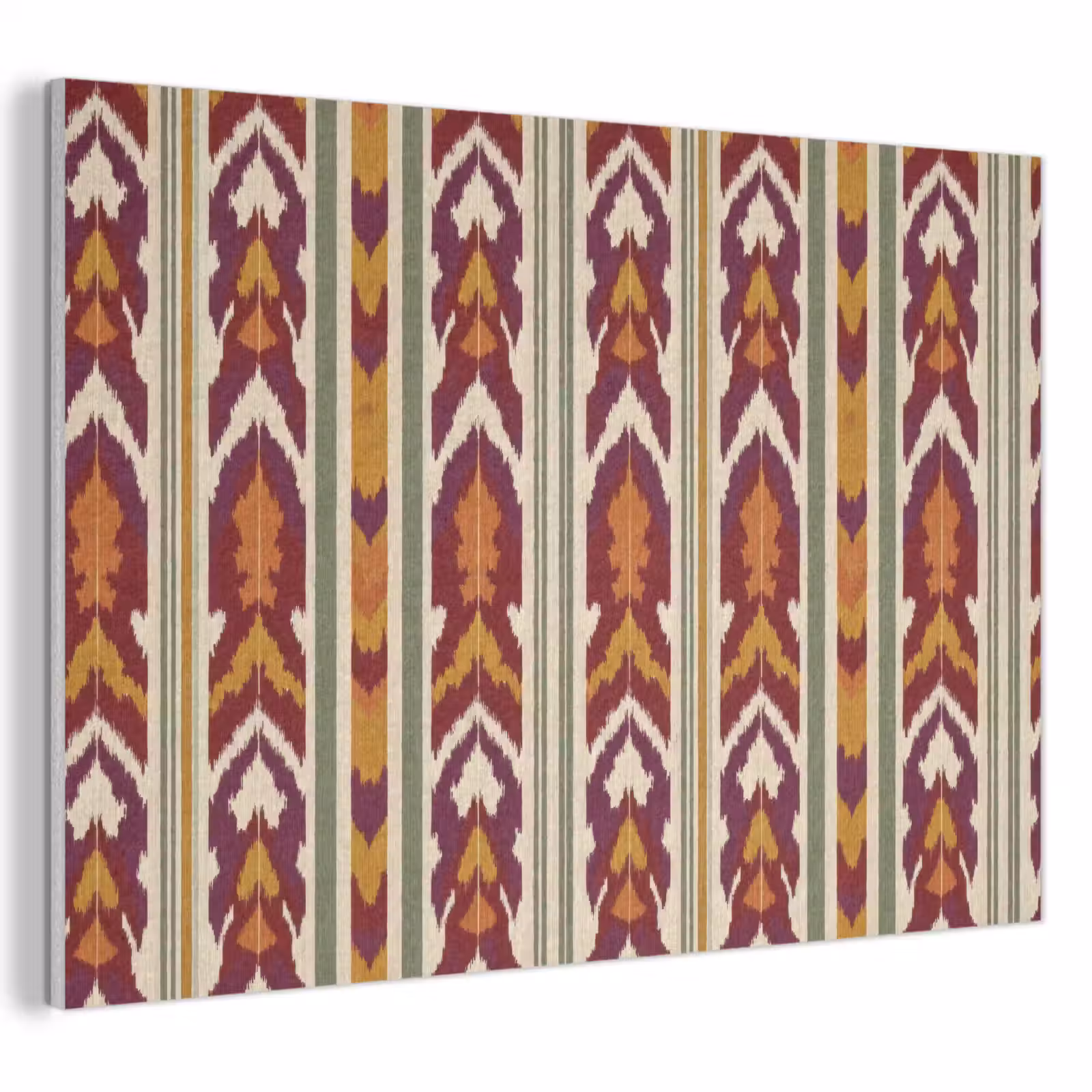 Akoestisch schilderij - Ikat - Bordeauxrood - Etnisch - Patroon — 1