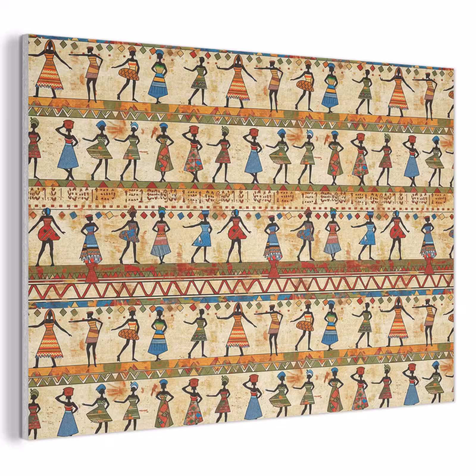 Akoestisch schilderij - Kleurrijk - Afrikaans - Etnisch - Dansende Vrouwen - Patroon — 1