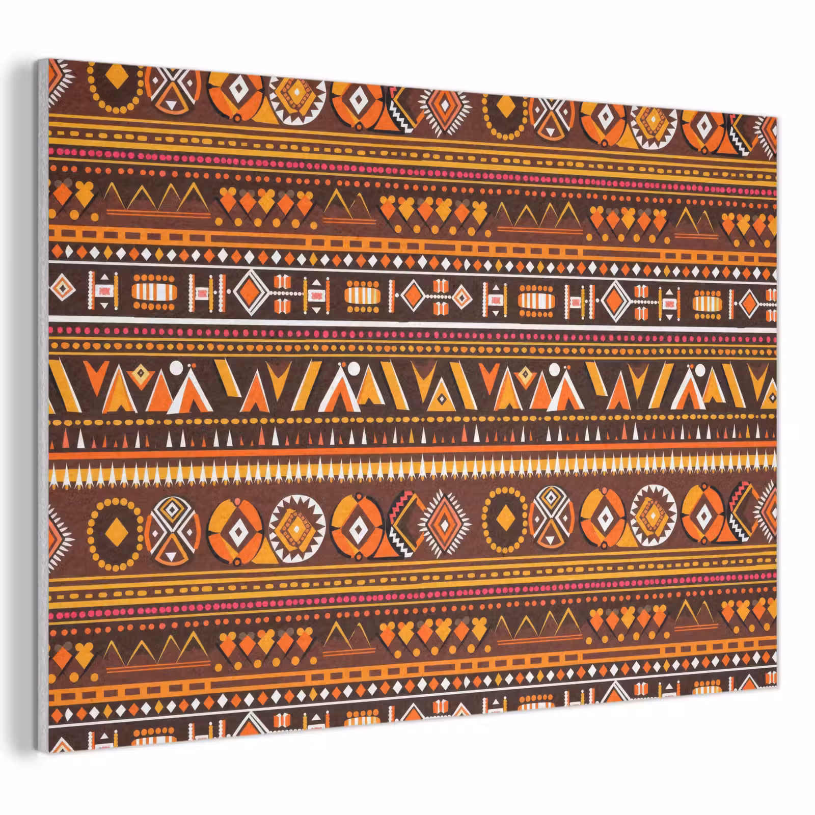 Akoestisch schilderij - Oranje - Etnisch - Tribaal - Geometrisch - Patroon — 1