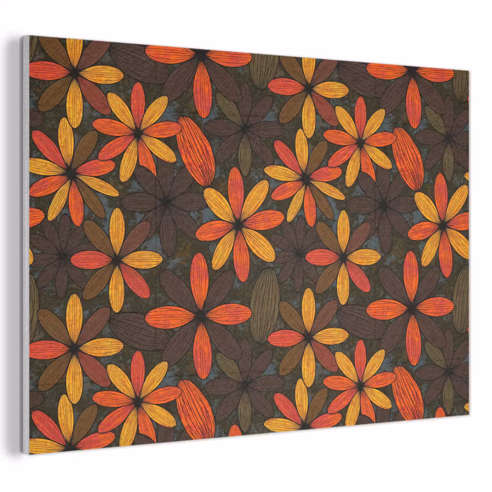 Akoestisch schilderij - Oranje - Retro - Bloemen - Herfst — 1