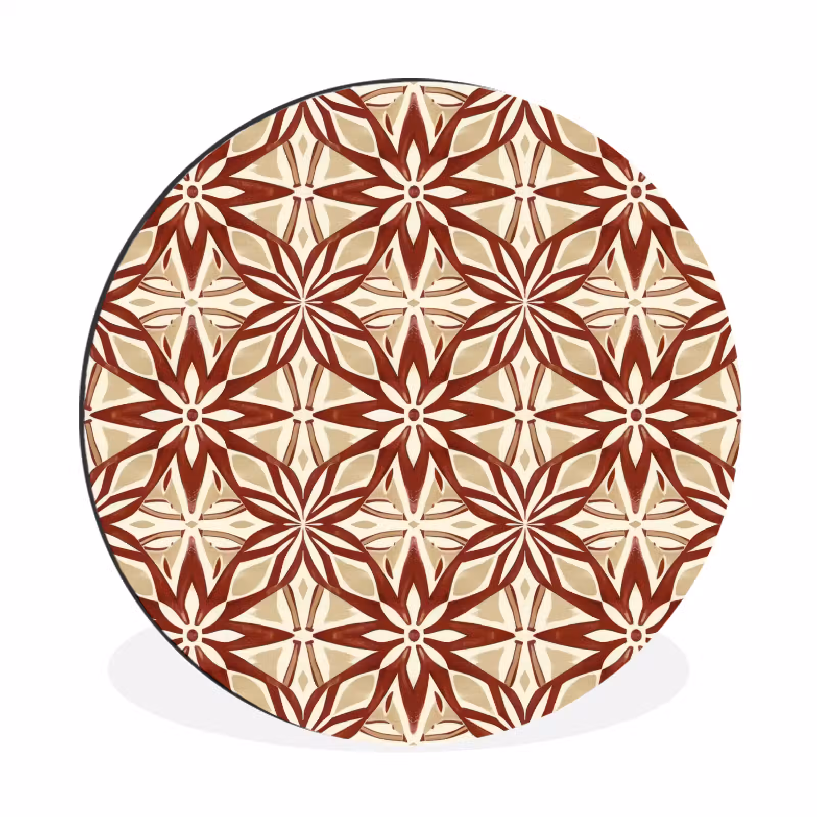 Muurcirkel aluminium - Bordeauxrood - Geometrisch - Tegel - Patroon — 1