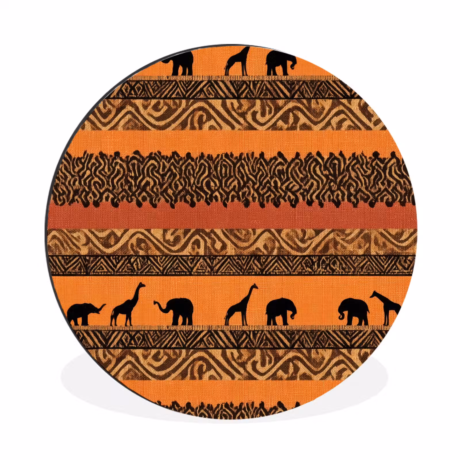 Muurcirkel aluminium - Oranje - Safari - Afrikaans - Dieren - Patroon — 1