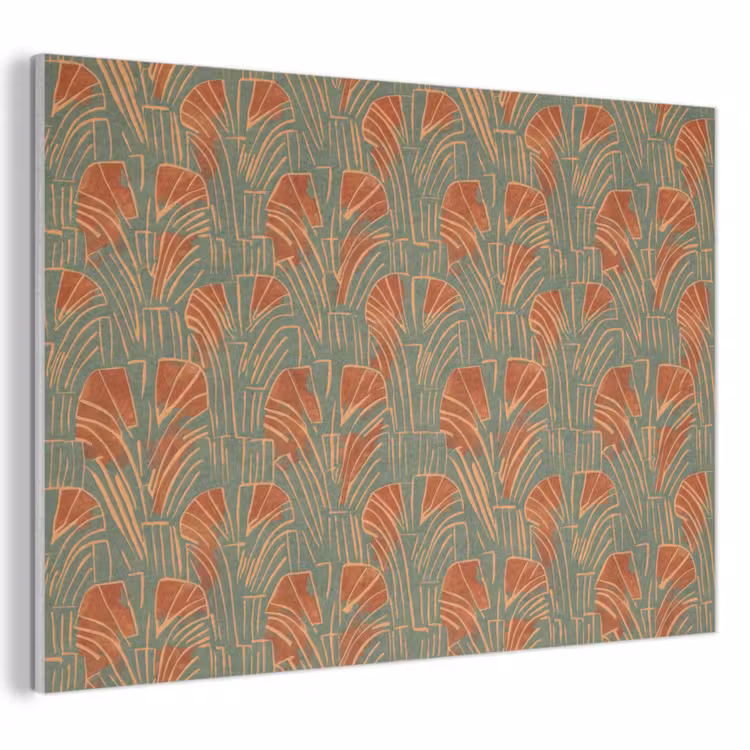Akoestisch schilderij - Groen - Terracotta - Deco - Waaiers — 1