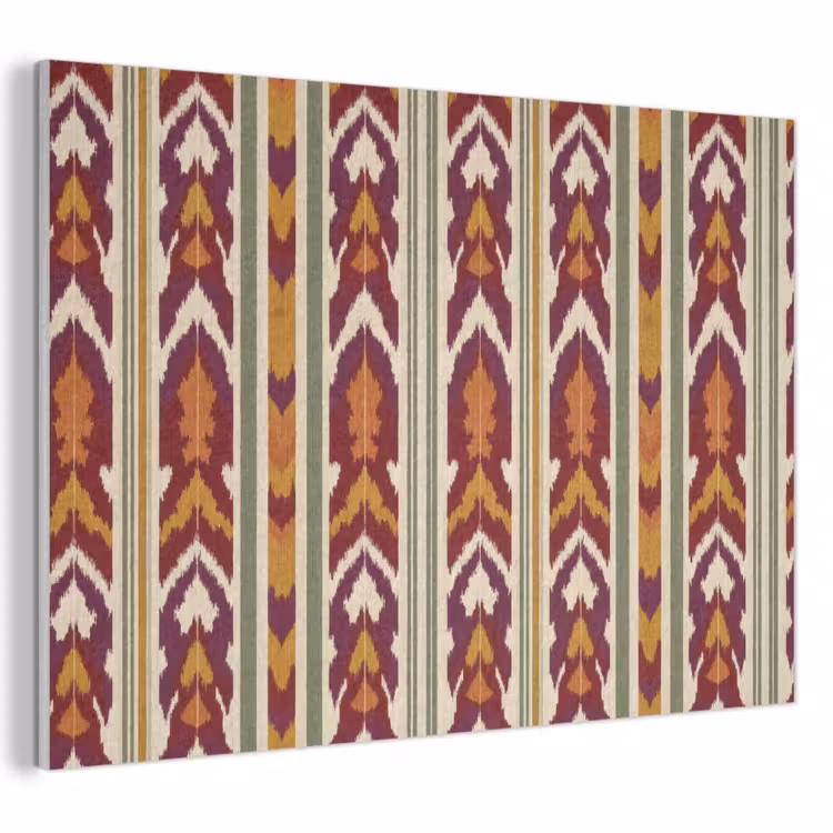Akoestisch schilderij - Ikat - Bordeauxrood - Etnisch - Patroon — 1