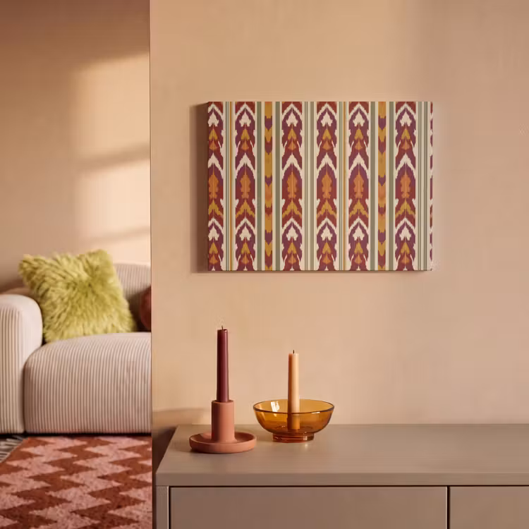 Akoestisch schilderij - Ikat - Bordeauxrood - Etnisch - Patroon — 2