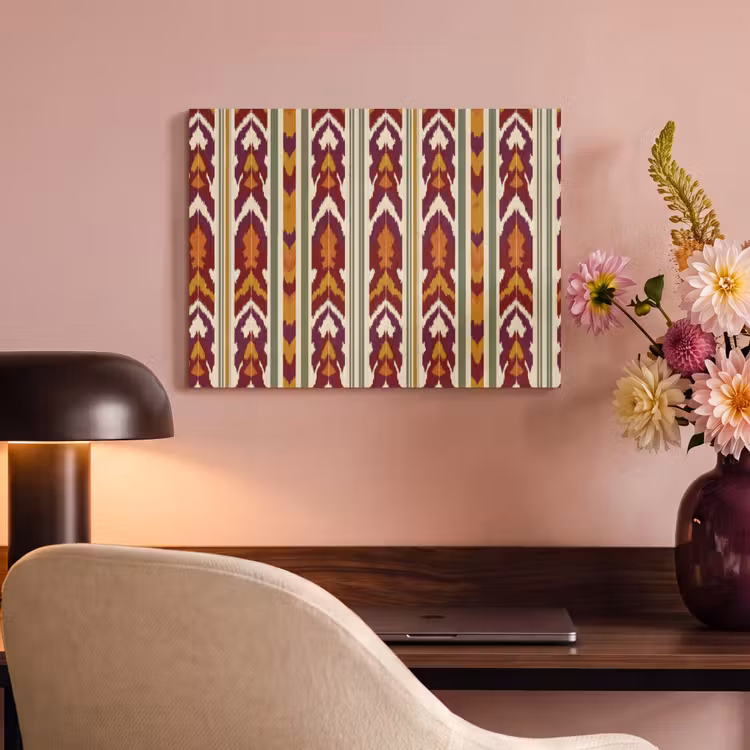 Akoestisch schilderij - Ikat - Bordeauxrood - Etnisch - Patroon — 4