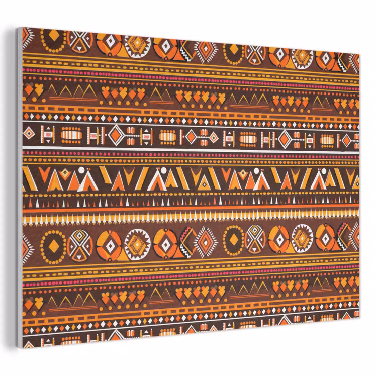 Akoestisch schilderij - Oranje - Etnisch - Tribaal - Geometrisch - Patroon — 1