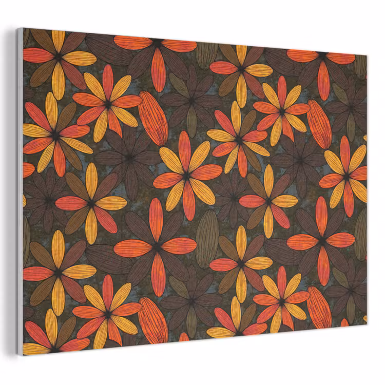 Akoestisch schilderij - Oranje - Retro - Bloemen - Herfst — 1
