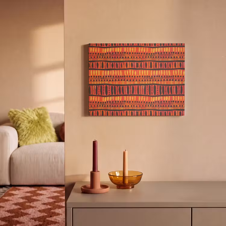 Akoestisch schilderij - Rood - Oranje - Etnisch - Expressief - Patroon — 2