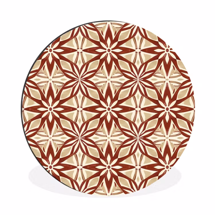 Muurcirkel aluminium - Bordeauxrood - Geometrisch - Tegel - Patroon — 1