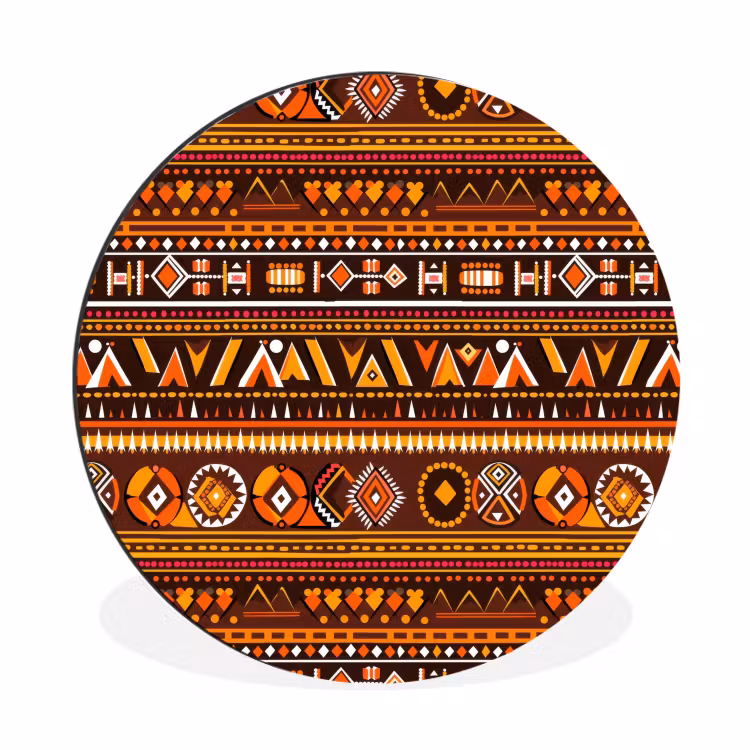 Muurcirkel aluminium - Oranje - Etnisch - Tribaal - Geometrisch - Patroon — 1
