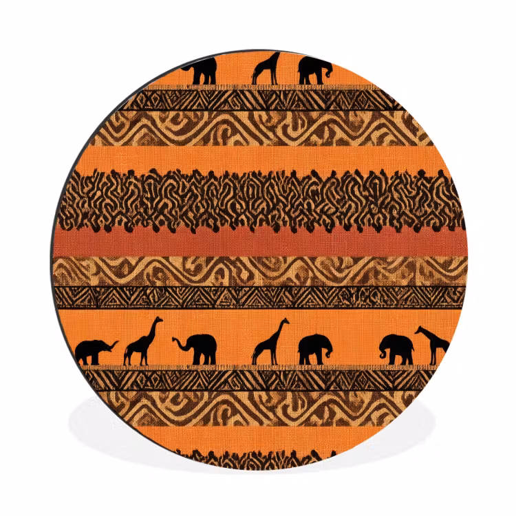 Muurcirkel aluminium - Oranje - Safari - Afrikaans - Dieren - Patroon — 1