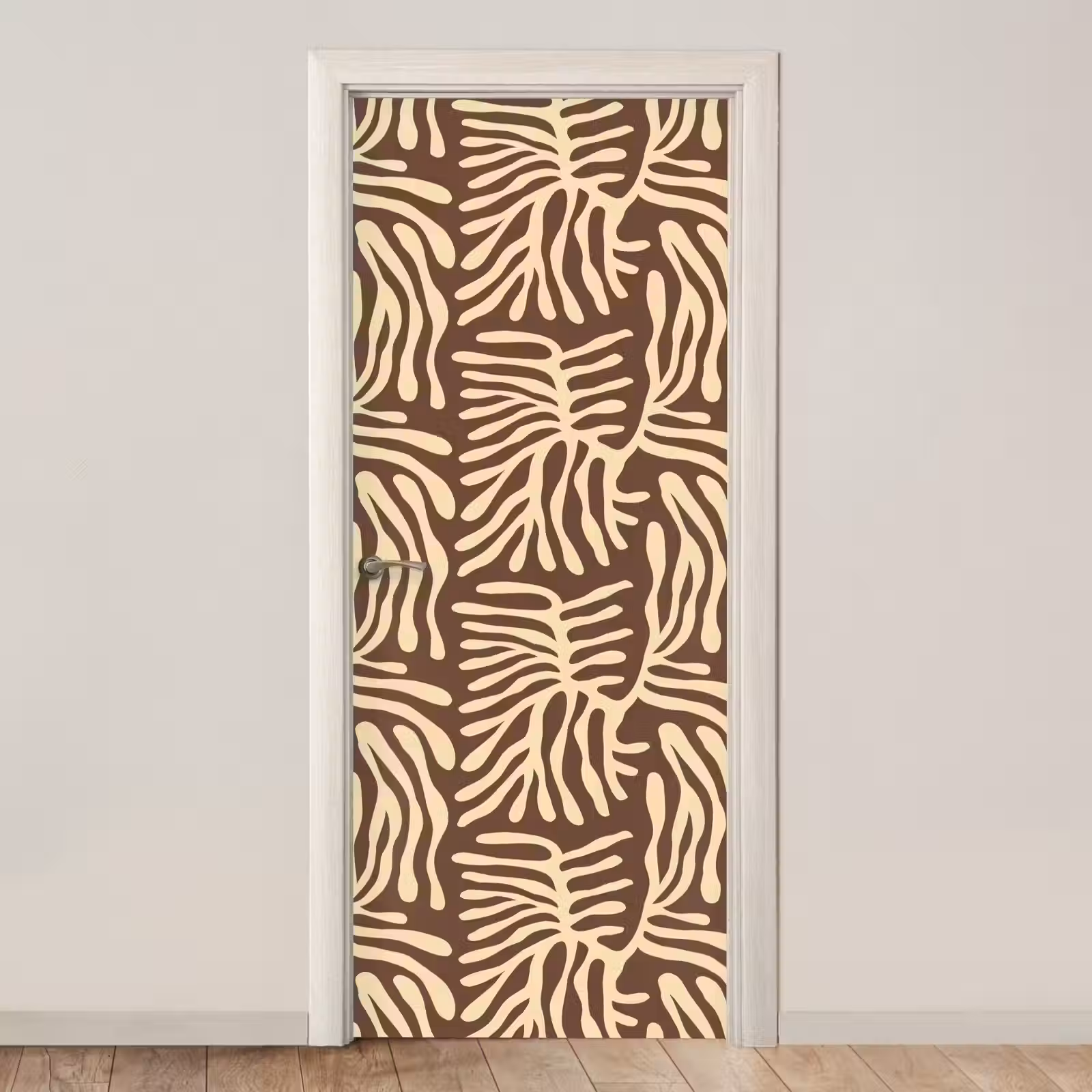 Deursticker - Bruin - Koraal - Expressief - Patroon — 1