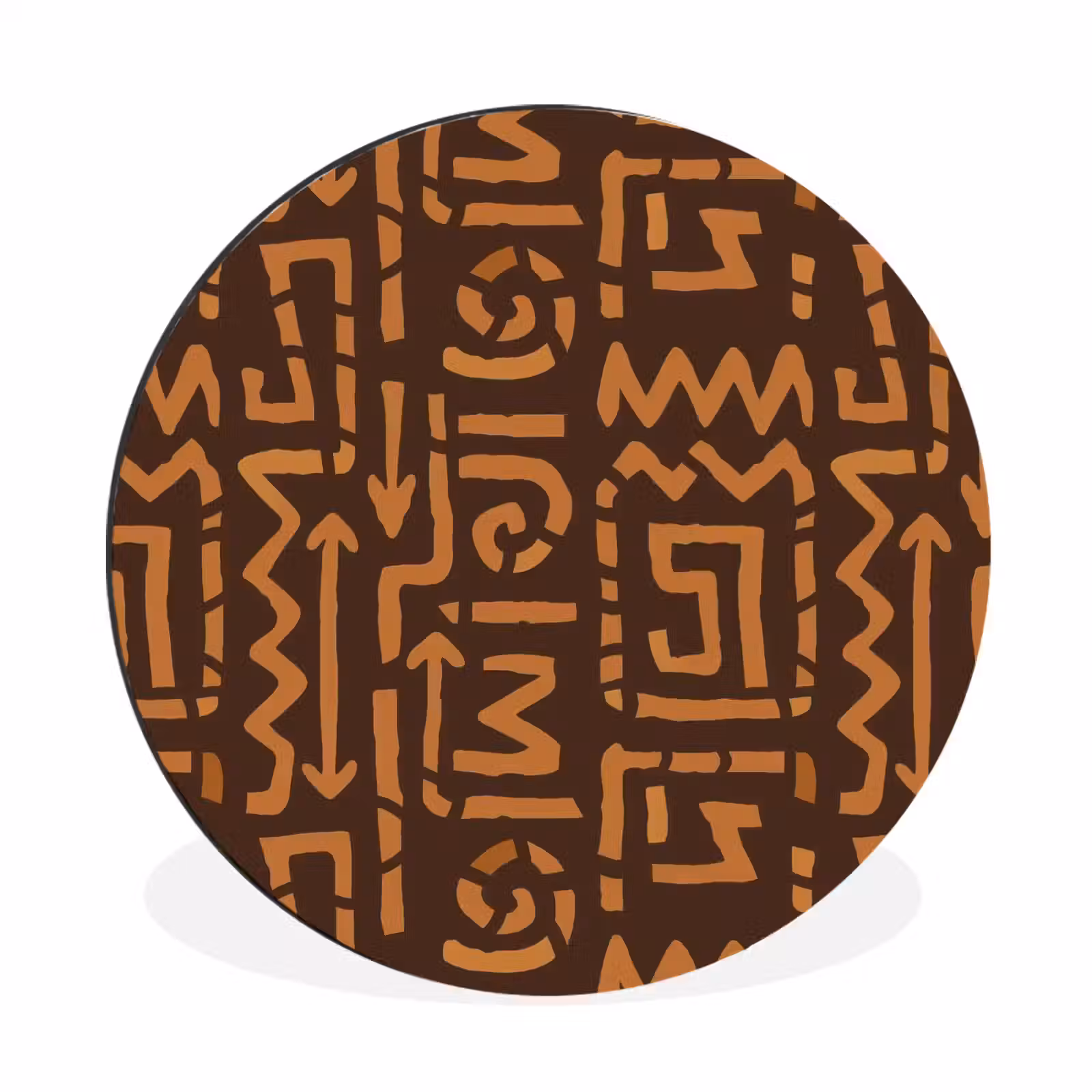 Muurcirkel aluminium - Chocoladebruin - Etnisch - Tribaal - Symbolen — 1