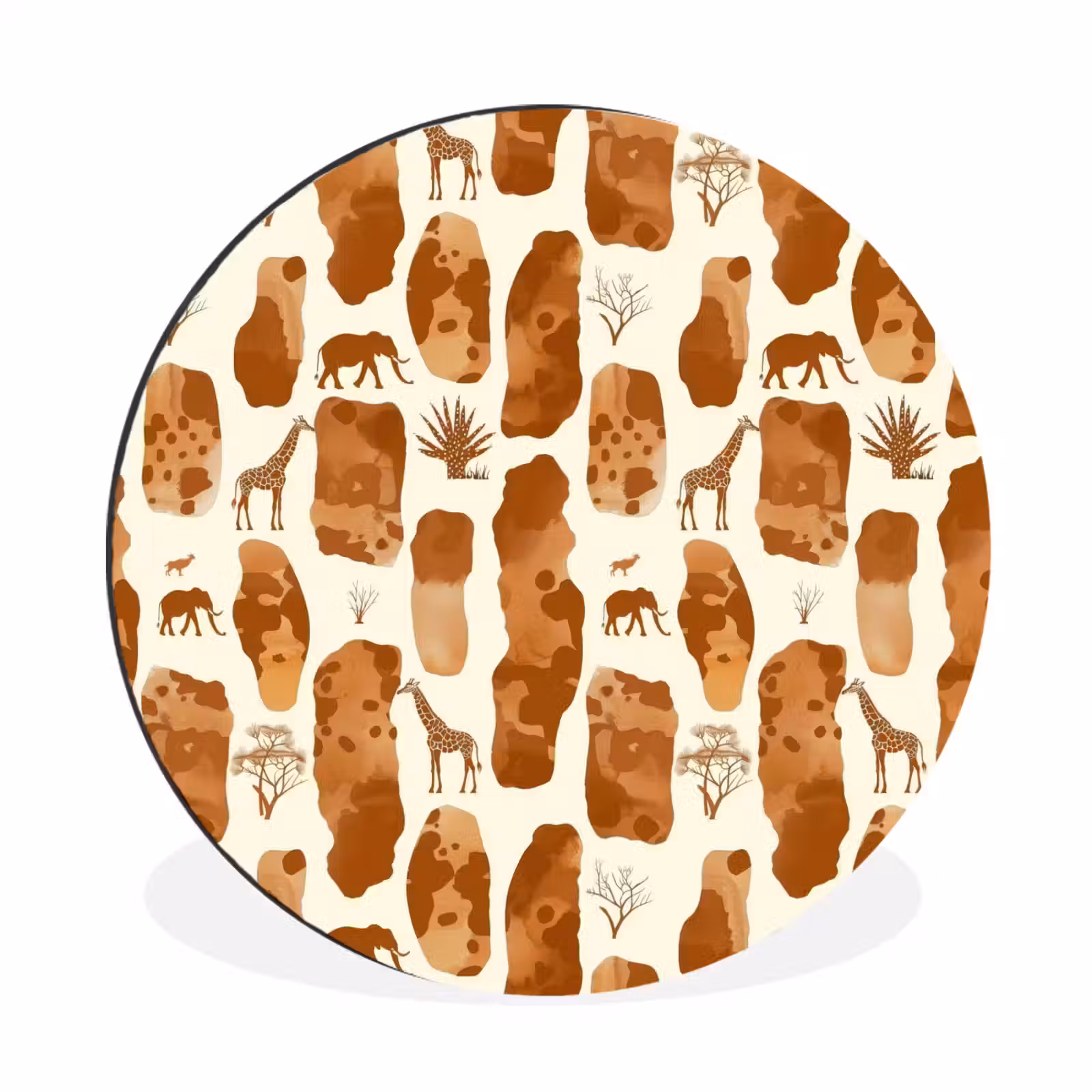 Muurcirkel aluminium - Terracotta - Safari - Dieren - Patroon — 1