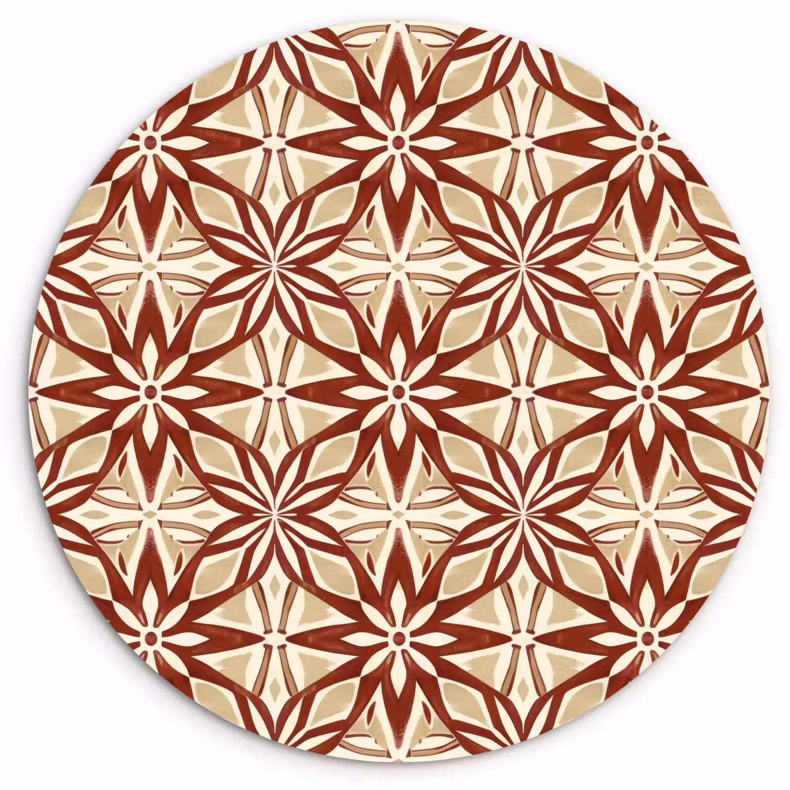 Muurcirkel glas - Bordeauxrood - Geometrisch - Tegel - Patroon — 1