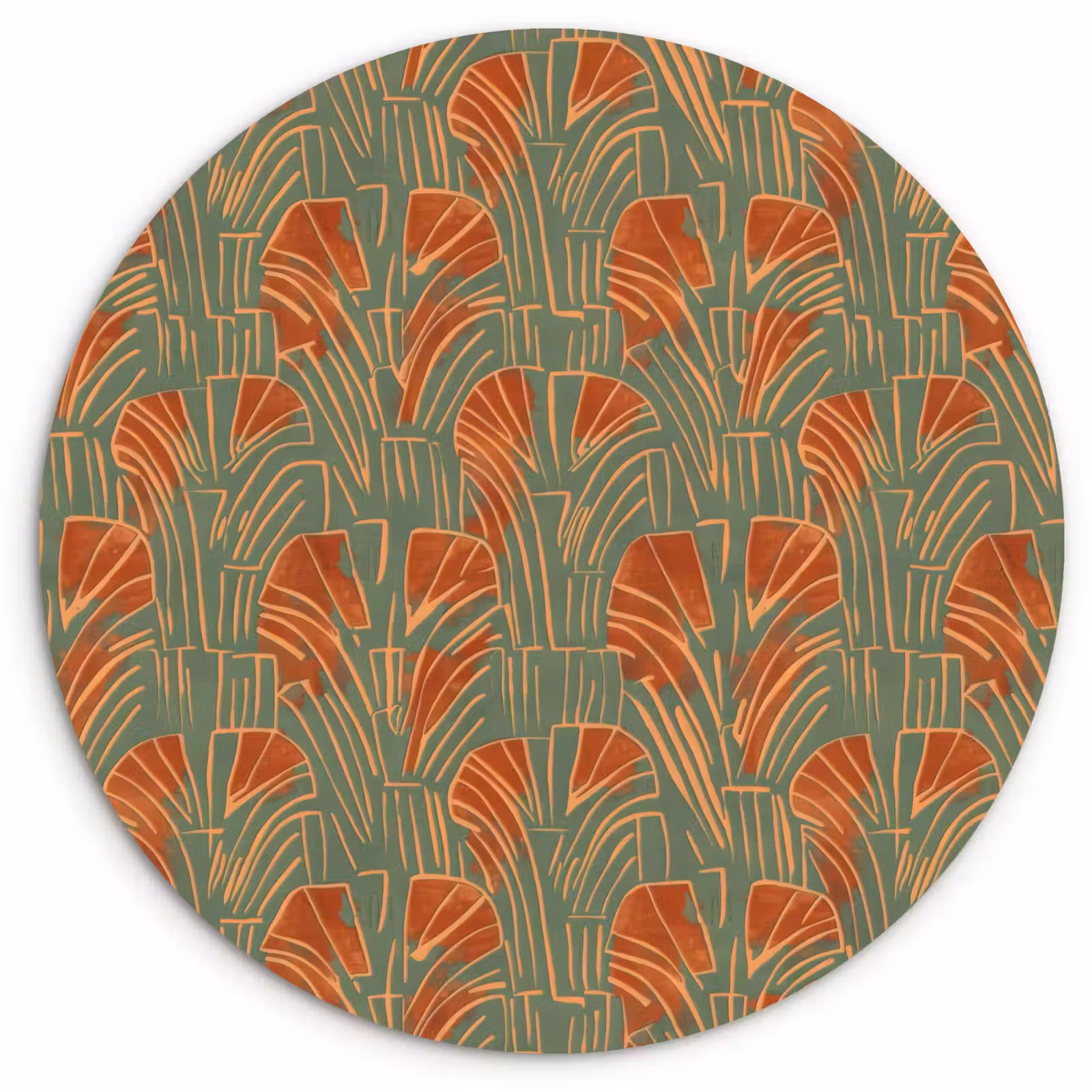 Muurcirkel glas - Groen - Terracotta - Deco - Waaiers — 1