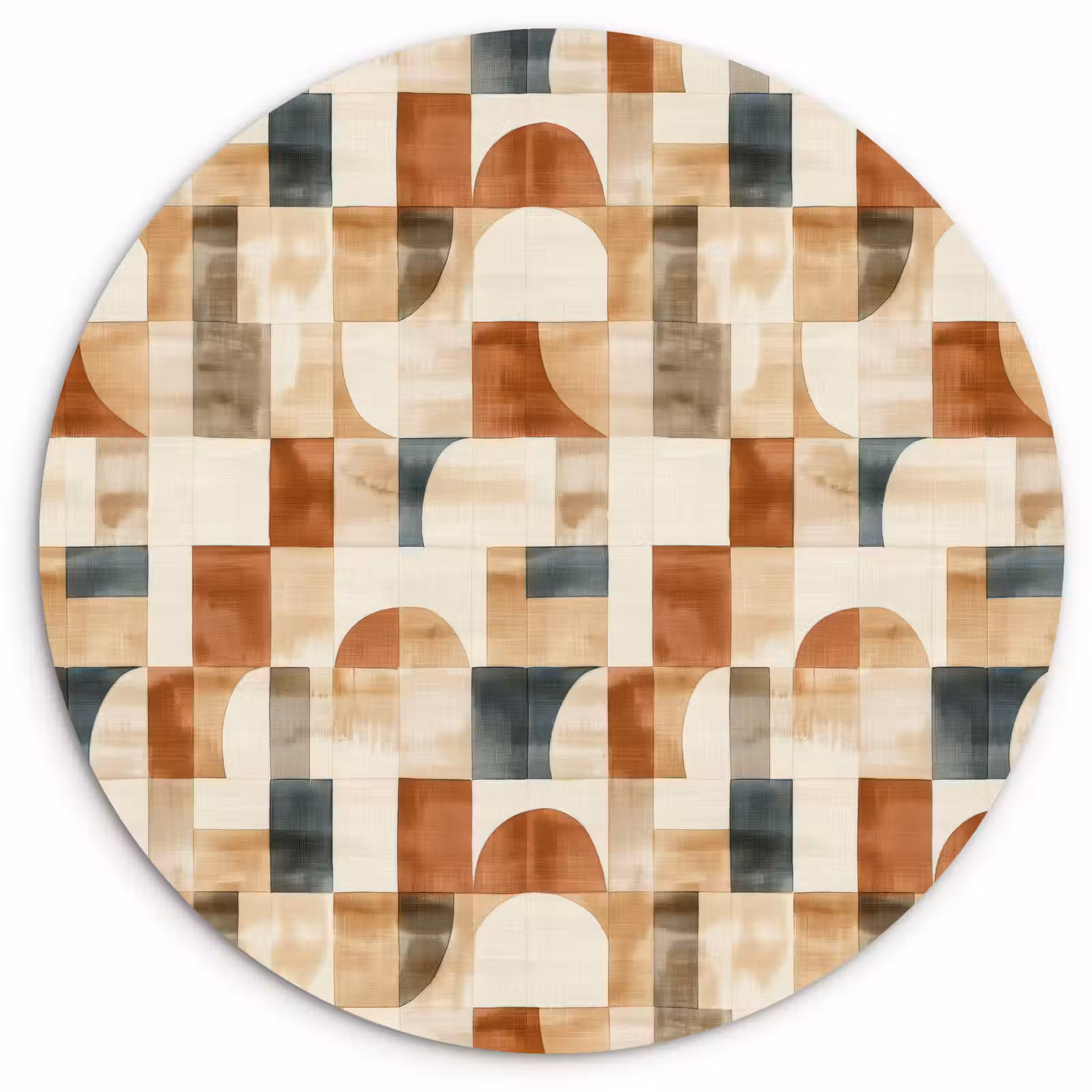 Muurcirkel glas - Terracotta - Geometrisch - Aquarel - Textuur — 1