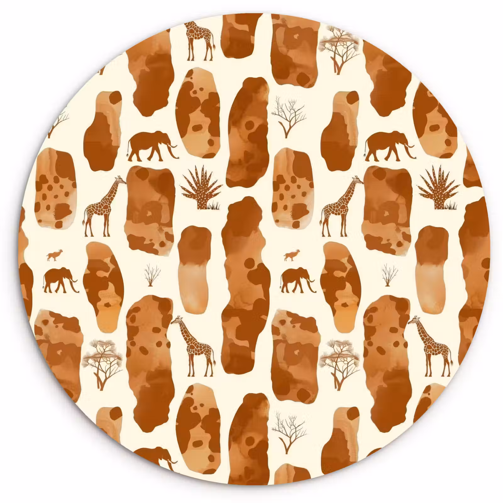 Muurcirkel glas - Terracotta - Safari - Dieren - Patroon — 1