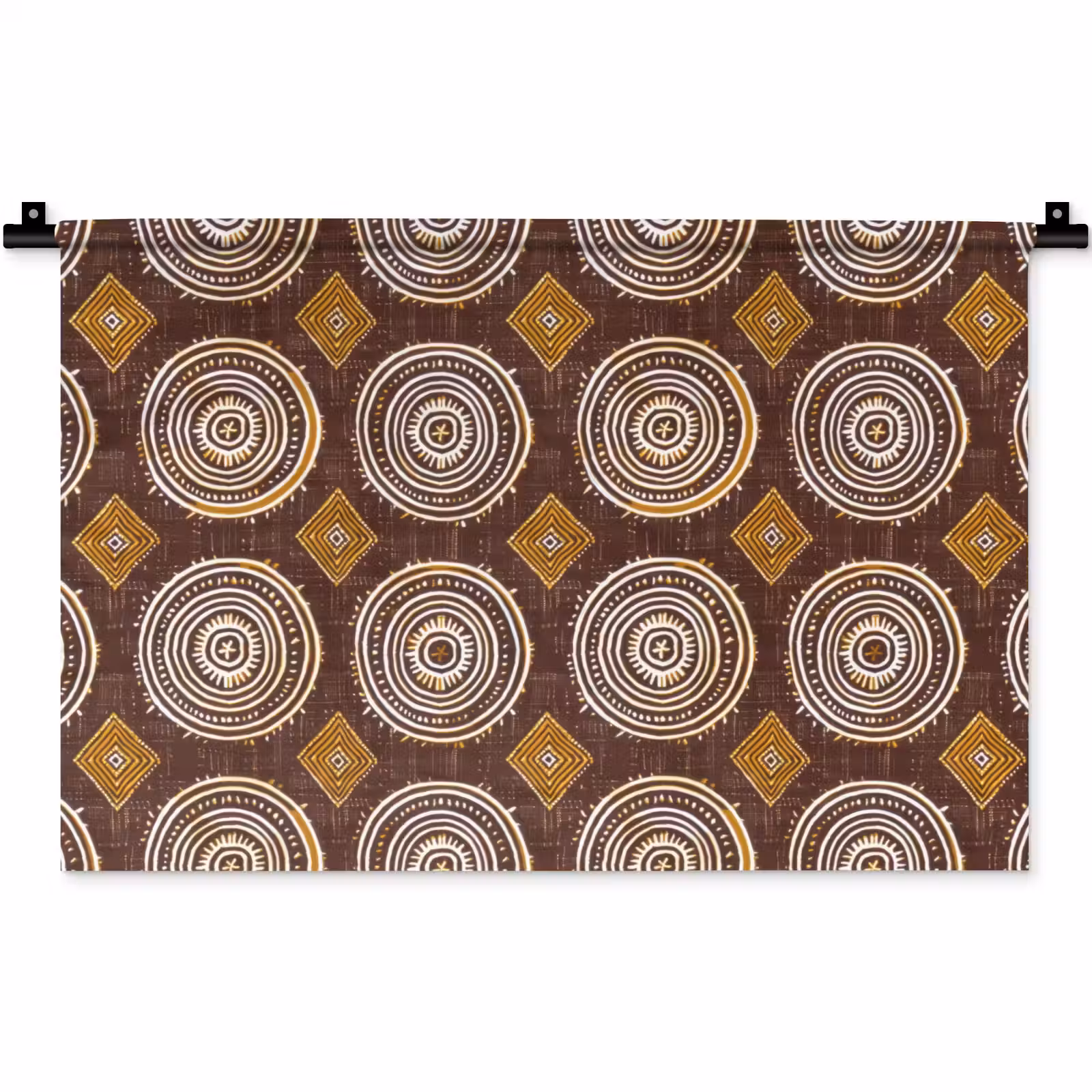 Wandkleed - Chocoladebruin - Etnisch - Tribaal - Cirkels - Patroon — 1
