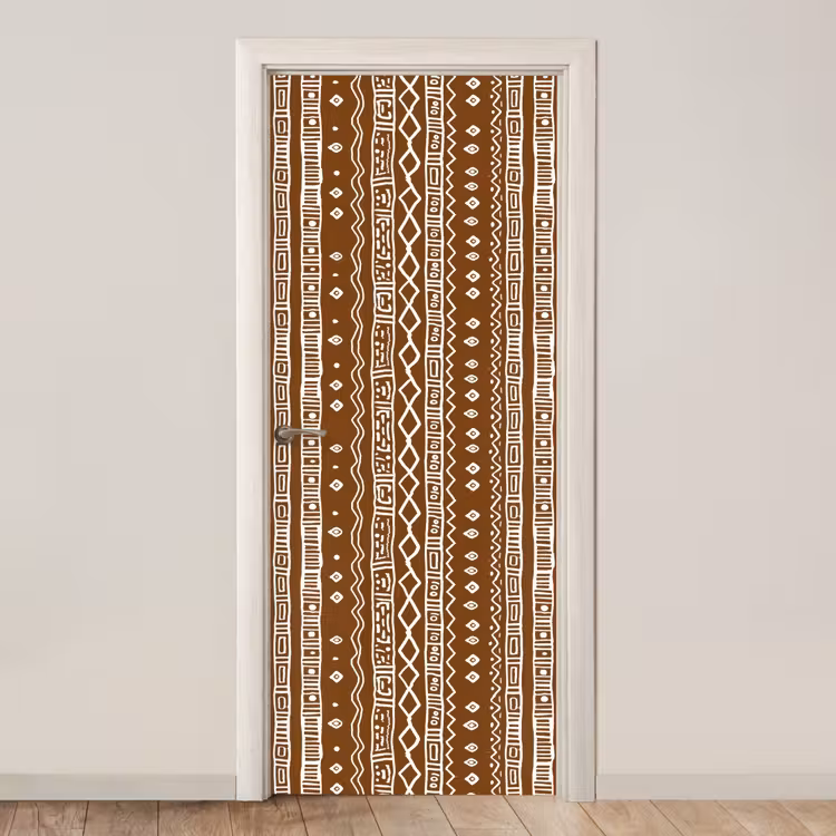 Deursticker - Chocoladebruin - Etnisch - Tribaal - Patroon — 1