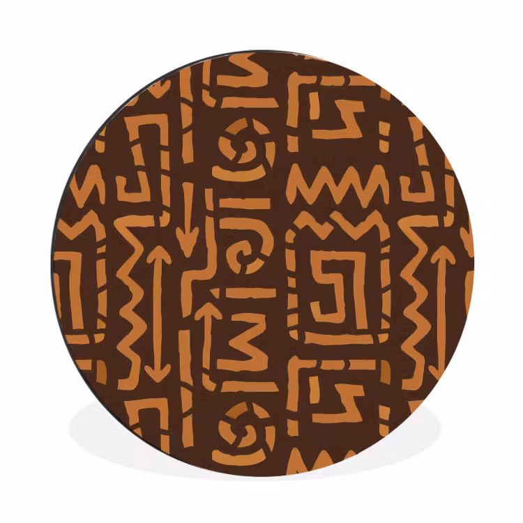 Muurcirkel aluminium - Chocoladebruin - Etnisch - Tribaal - Symbolen — 1