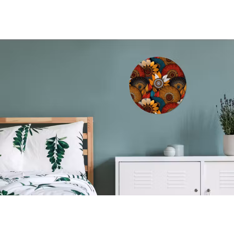 Muurcirkel aluminium - Kleurrijk - Aboriginal - Dot Painting - Botanisch - Patroon — 4