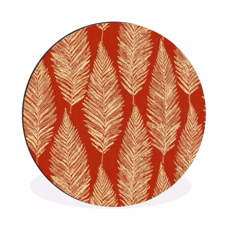 Muurcirkel aluminium - Rood - Botanisch - Varen - Patroon — 1