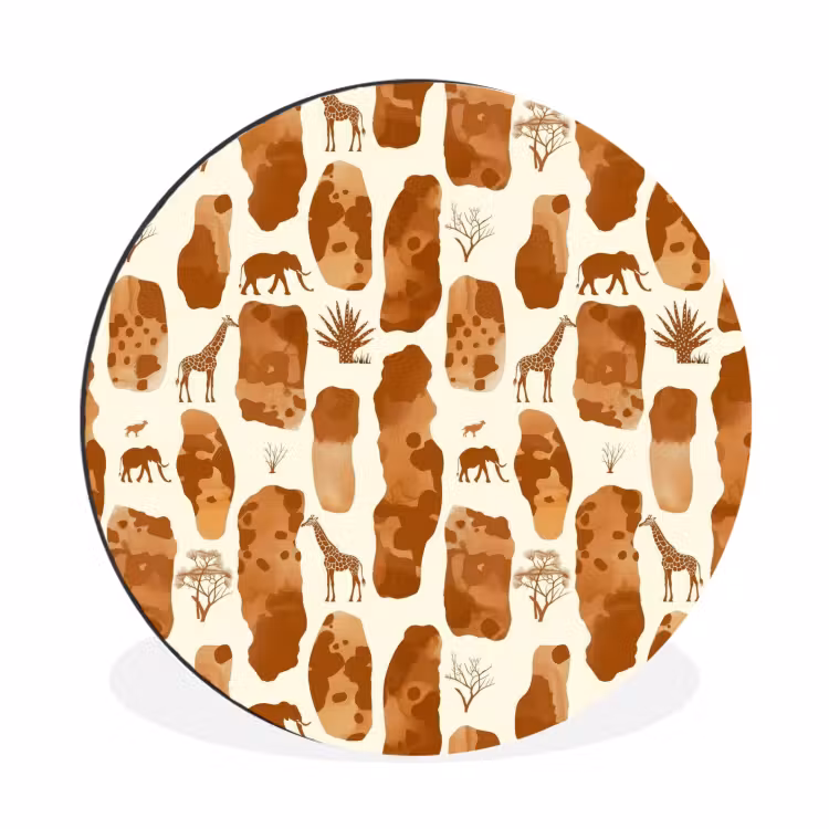 Muurcirkel aluminium - Terracotta - Safari - Dieren - Patroon — 1