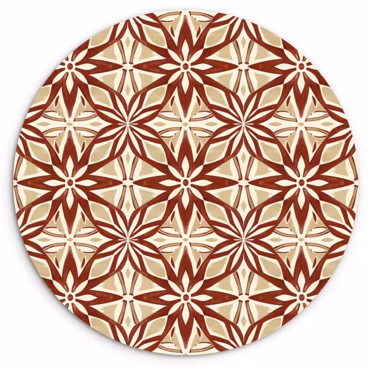 Muurcirkel glas - Bordeauxrood - Geometrisch - Tegel - Patroon — 1