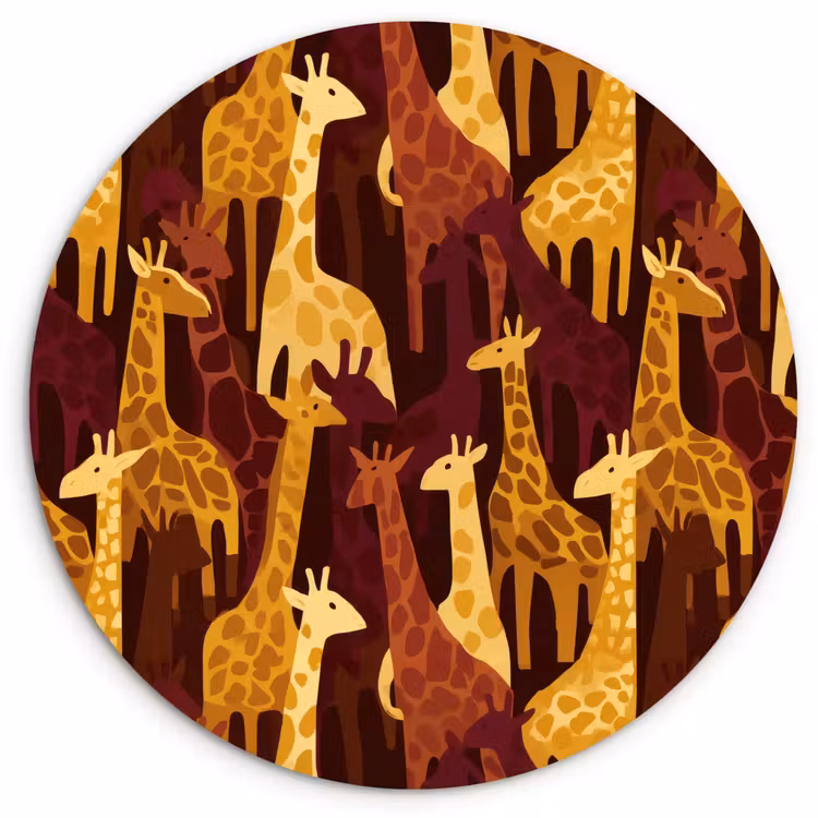 Muurcirkel glas - Bruin - Giraffen - Safari - Patroon — 1