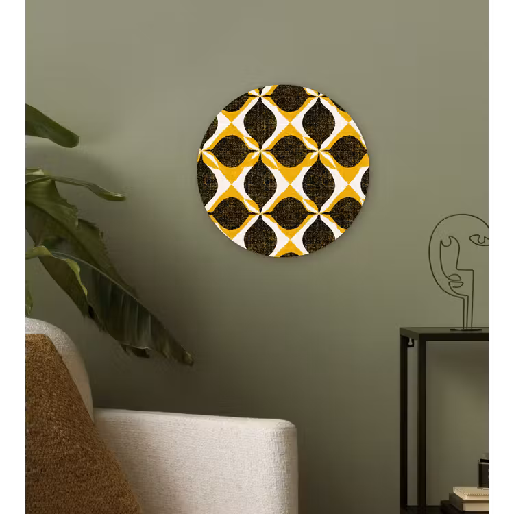 Muurcirkel glas - Geel - Zwart - Geometrisch - Retro - Textuur — 3