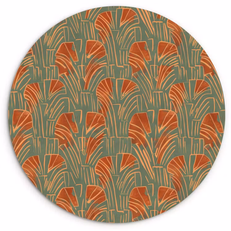 Muurcirkel glas - Groen - Terracotta - Deco - Waaiers — 1