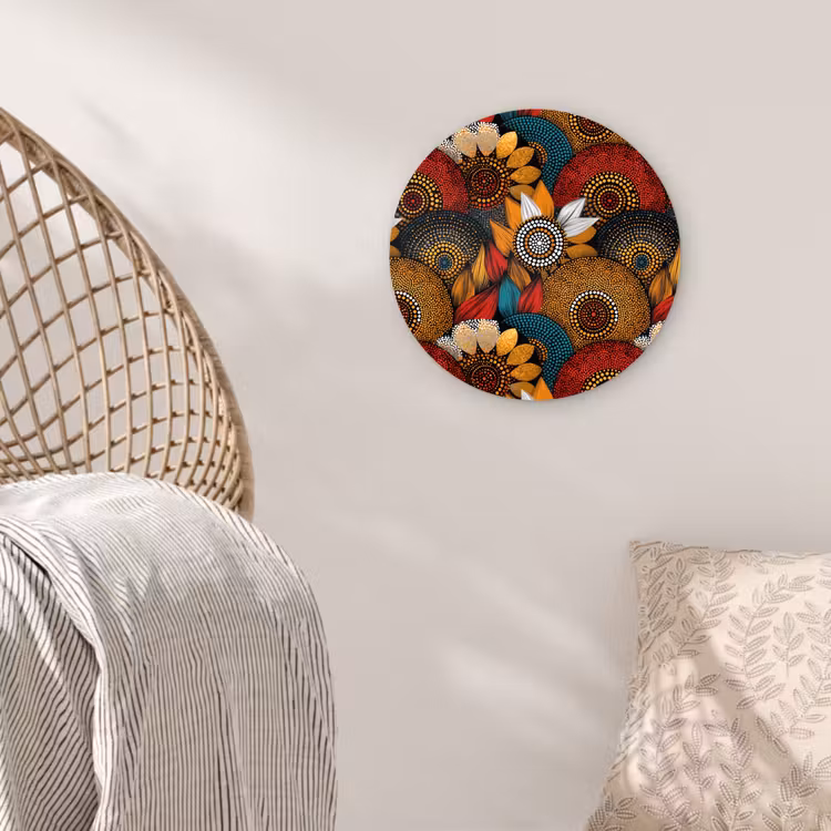 Muurcirkel glas - Kleurrijk - Aboriginal - Dot Painting - Botanisch - Patroon — 5