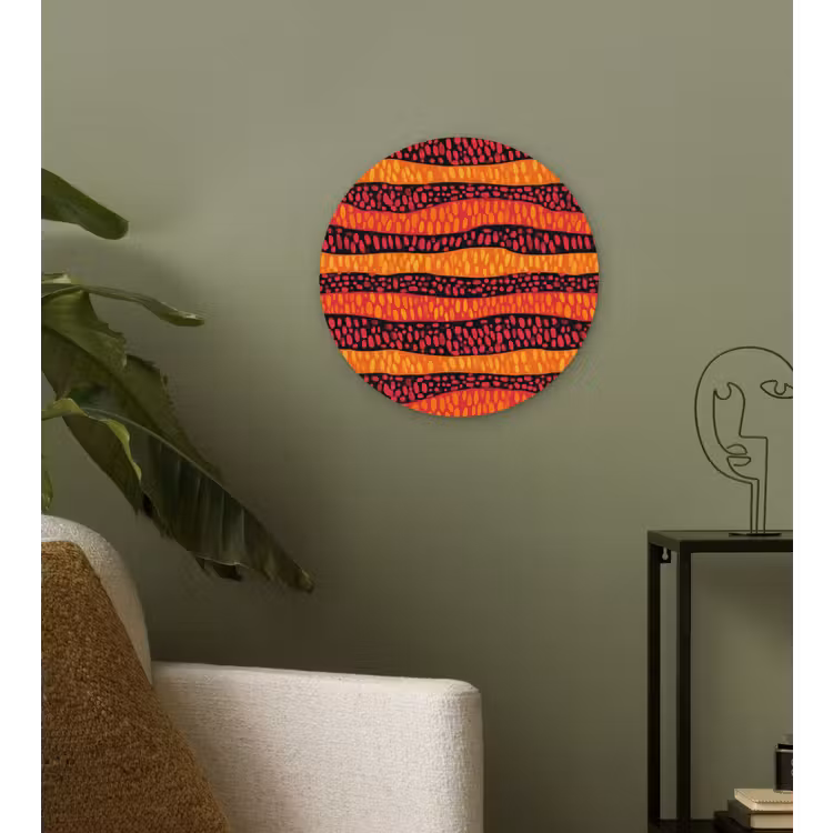 Muurcirkel glas - Oranje - Roze - Expressief - Patroon — 3